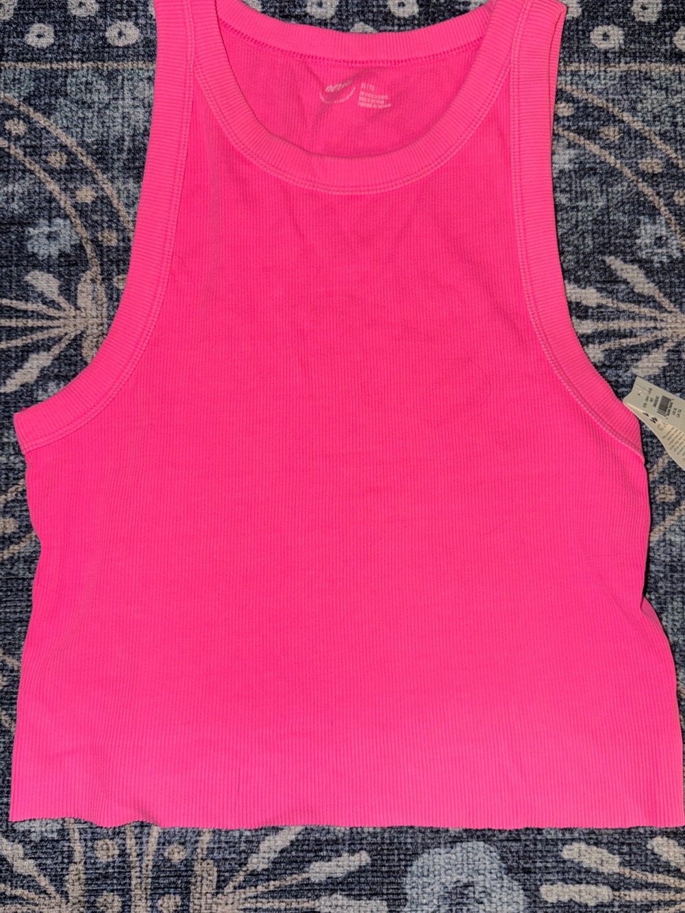aerie Ribbed Cropped Tank Top in Bright Pink